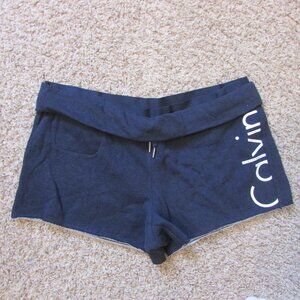 NWT Calvin Klein Large Navy Blue White Mini Shorts Pull On Soft Terry $39 Retail